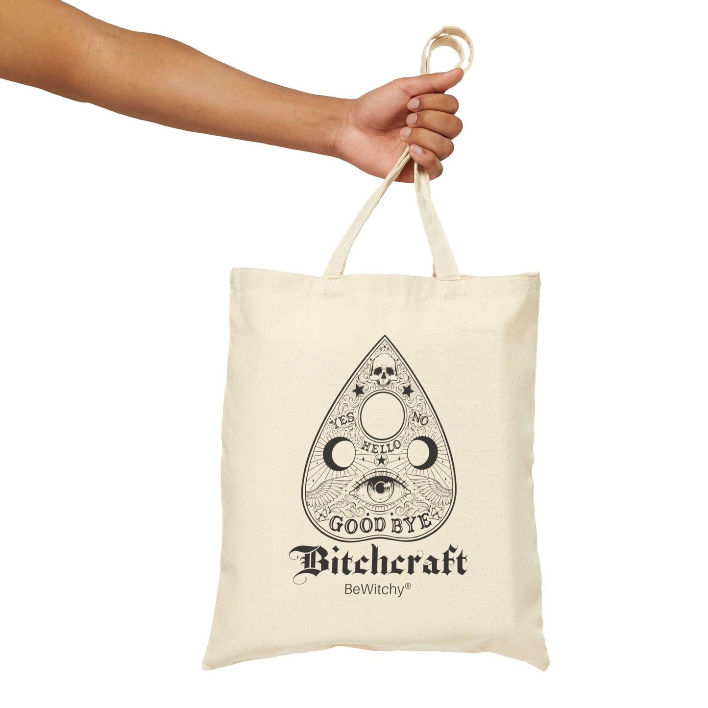 Tote Bag — Witchcraft Ouija Planchette Design (“Bitchcraft”)