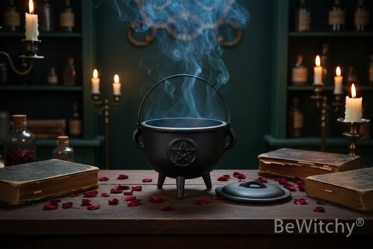 Cast Iron Pentacle Cauldron (12cm)
