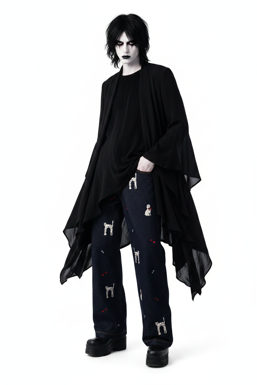 BeWitchy® Animal Print Wide Leg Mens Denim