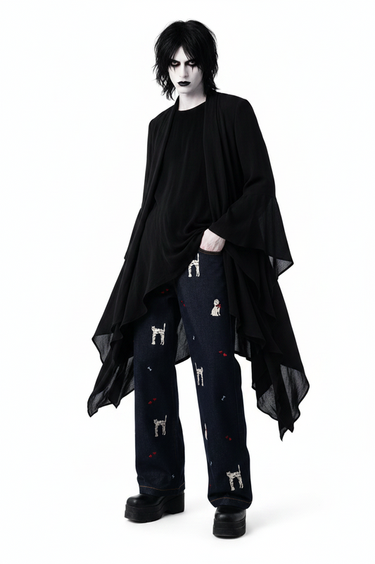 BeWitchy® Animal Print Wide Leg Mens Denim