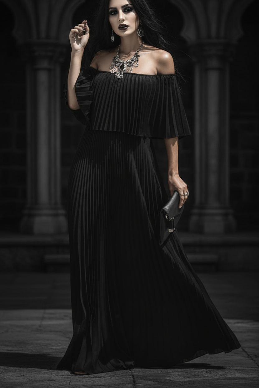 BeWitchy® Womens Off-Shoulder Pleated Maxi Dress - SPECIAL ORDER IN 🌙✨