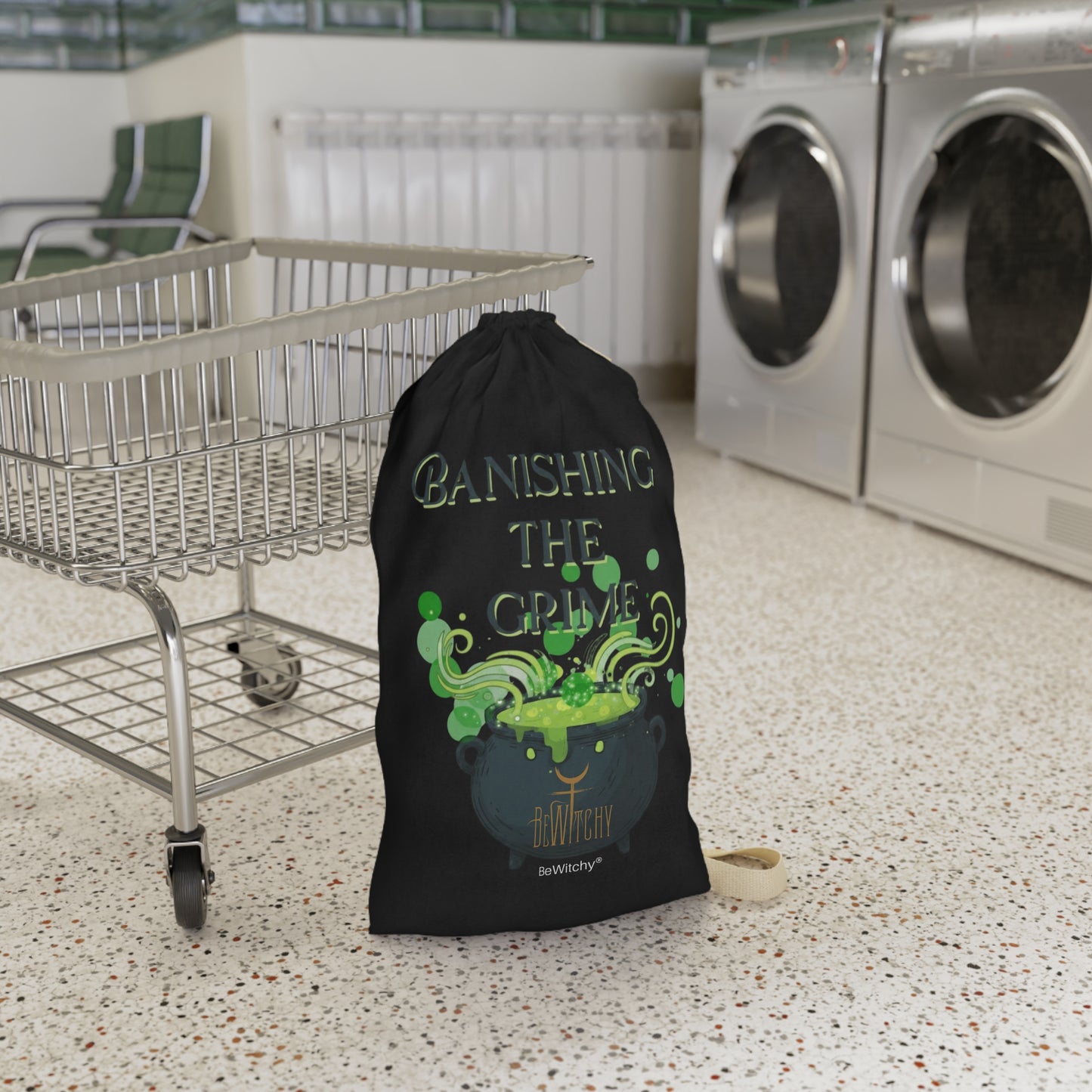 Laundry Bag - "Banishing the Grime" Witchy Cauldron Laundry Sack