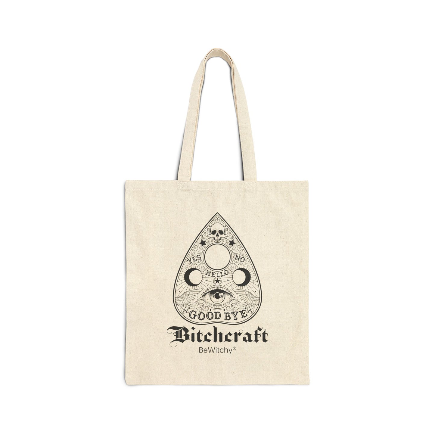 Tote Bag — Witchcraft Ouija Planchette Design (“Bitchcraft”)