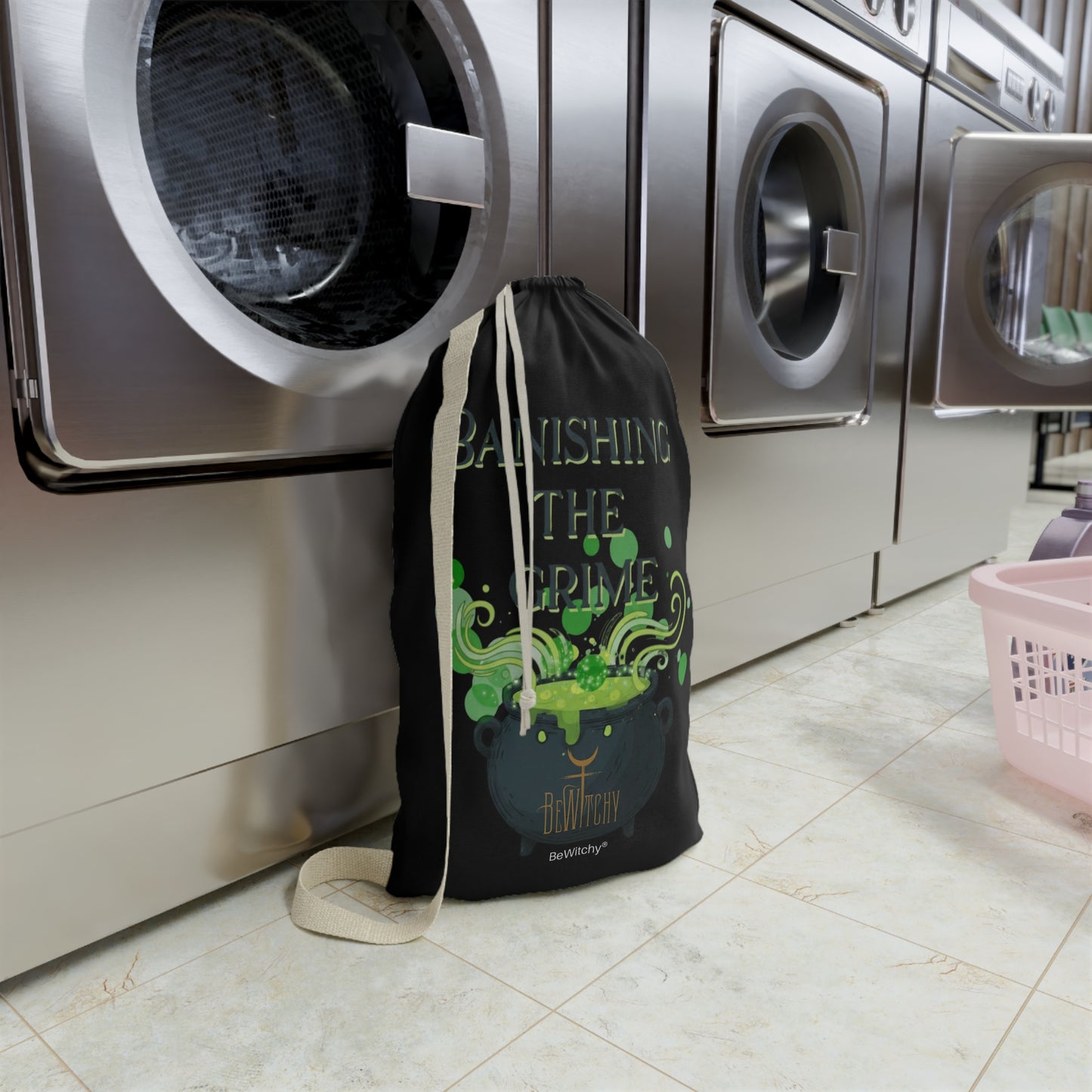 Laundry Bag - "Banishing the Grime" Witchy Cauldron Laundry Sack