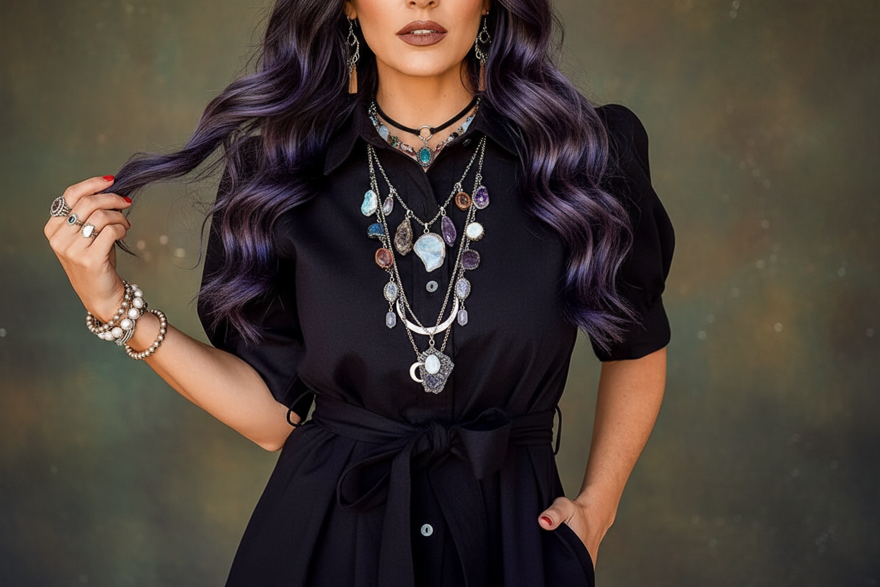 BeWitchy® Button-Up Womens Puff Sleeve Mini Dress