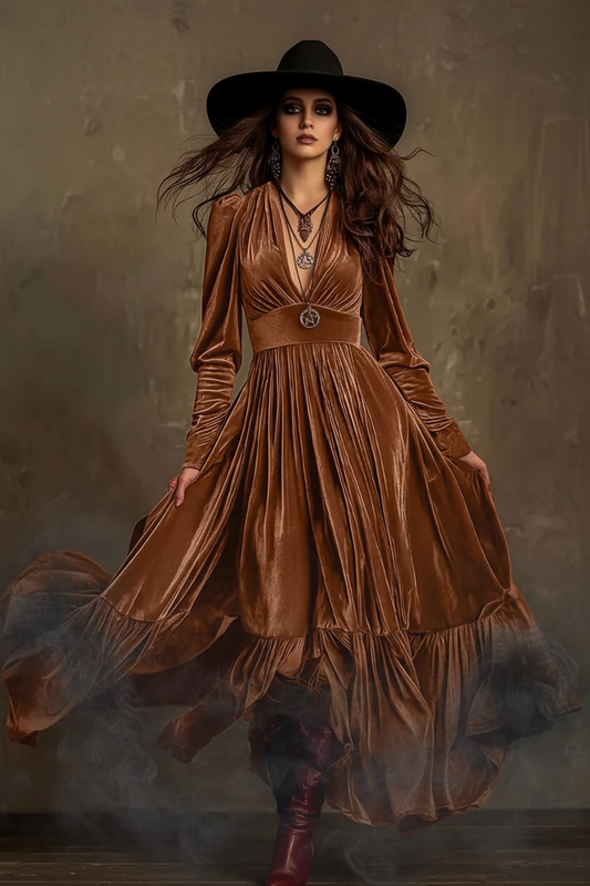 BeWitchy® Velvet V-Neck Ruffled Dress - SPECIAL ORDER IN 🌙✨