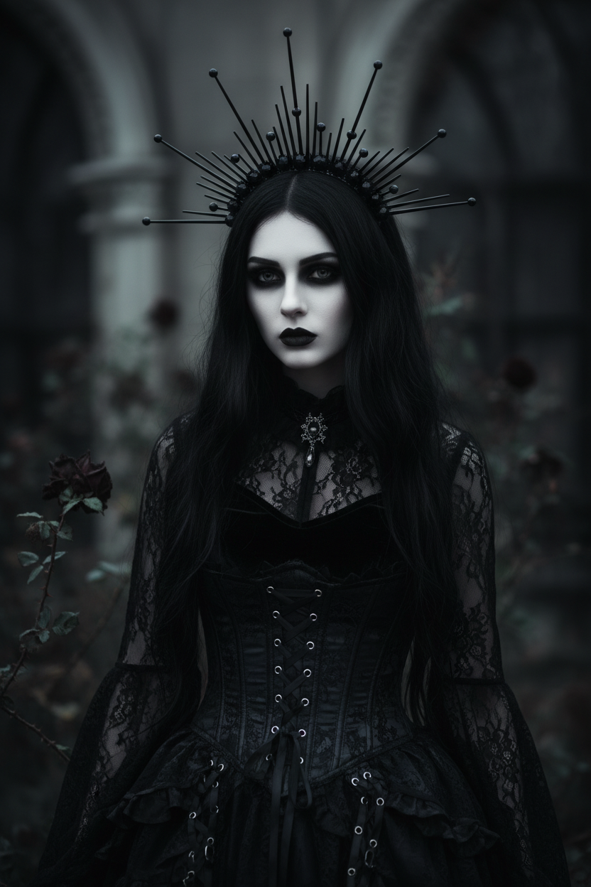 Midnight Sunburst Spiked Halo Crown