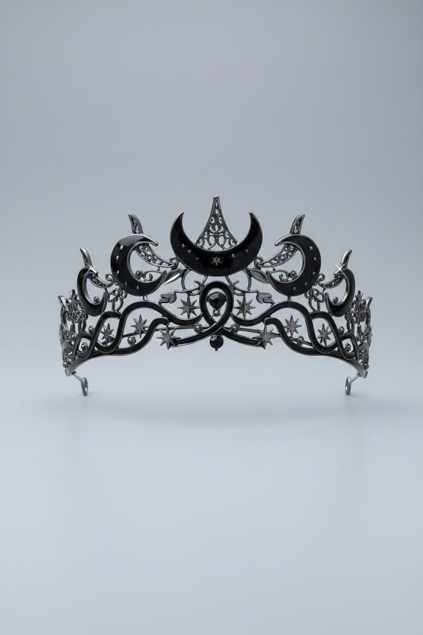 Celestial Moon and Star Gothic Tiara Crown