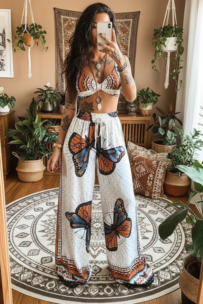 BeWitchy® Butterfly Print Two-Piece Set