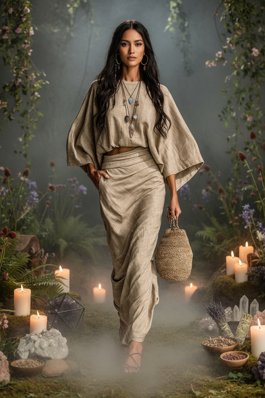 BeWitchy® Kimono Sleeve and Ruched Skirt Set
