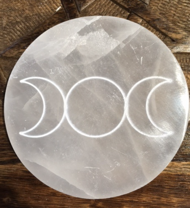 Selenite Triple Moon Charging Plate (10cm)