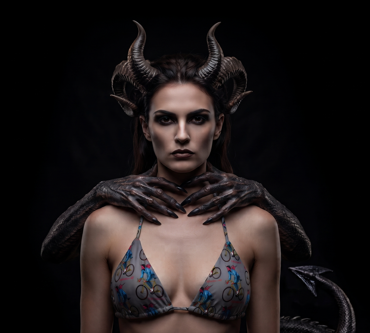 Ride to Hell All-over print recycled string bikini top