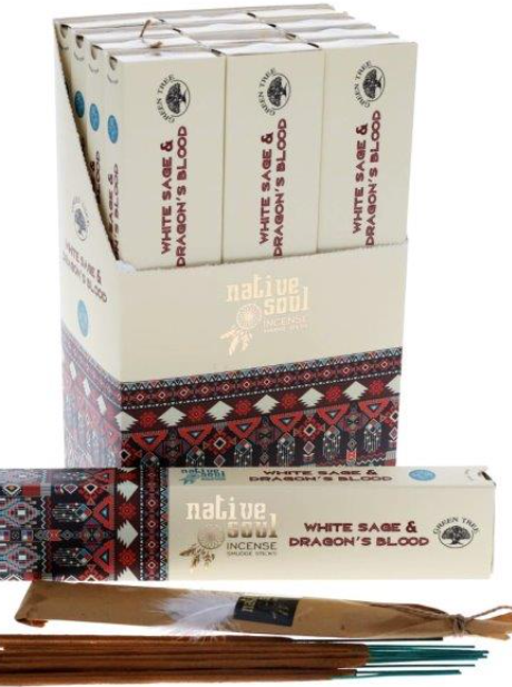 INCENSE NATIVE SOUL SMUDGE WHITE SAGE AND DRAGONS BLOOD 15PCE